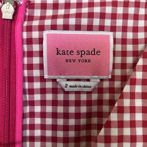 Kate Spade | Mini Gingham Vineyard Dress in Lava Falls Red & White Checkered - Picture 6 of 7